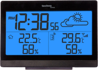 Station météo Technoline - ws 9252 - 140x100x47mm - noir - avec 1 capteur extérieur 50m - tl-ws9252