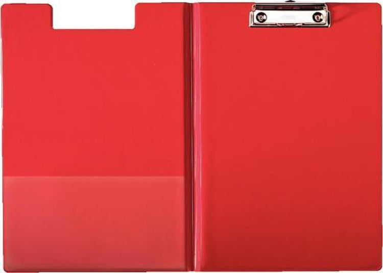Porte-bloc A4 en plastique Esselte avec couvercle et pochette d'insertion - avec porte-stylo - capacité jusqu'à 200 feuilles - rouge