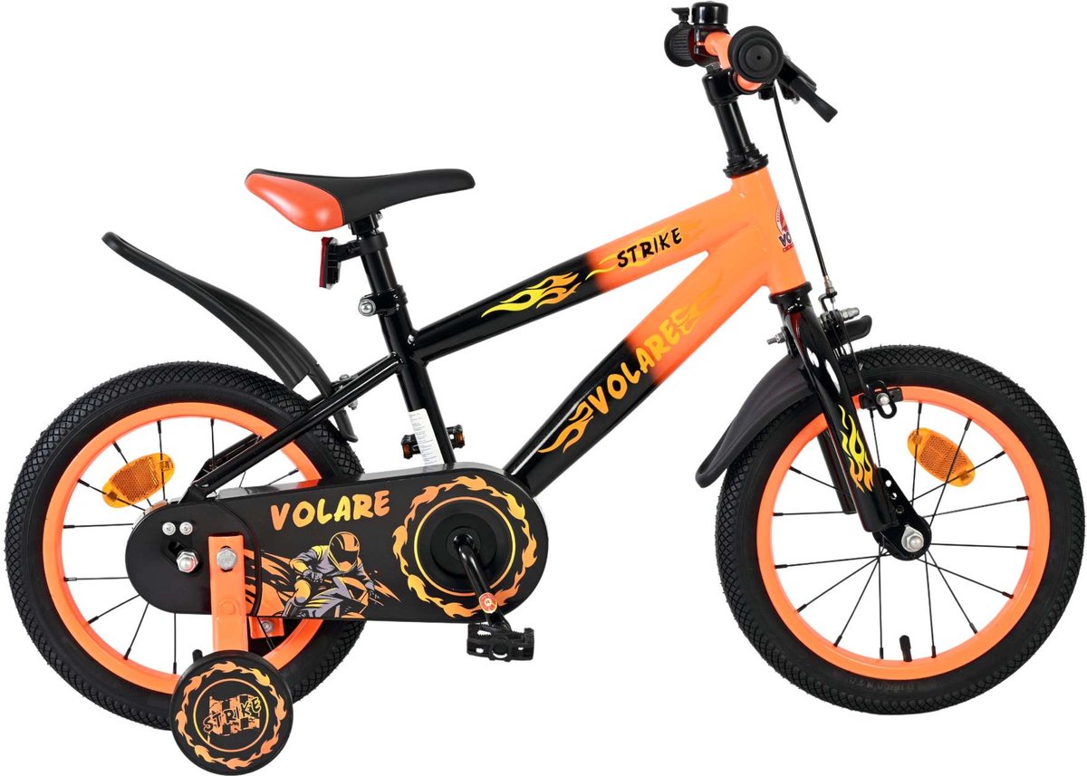 Vélo enfant Volare strike - garçons - 14 pouces - noir orange