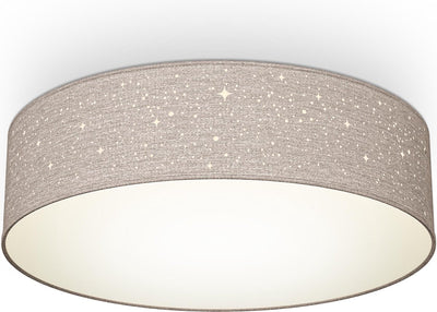 B.K.licht - plafonnier décoratif - avec effet ciel étoilé - lampe pour chambre d'enfant - taupe - rond - 2x culot E27 - ø38cm