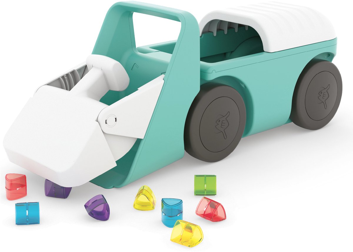 Marcheur Chillafish 1 an avec 10 blocs de jeu - bleu vert - marcheur pour garçons et filles jusqu'à 3 ans - jouet léger avec simulation de pelle et espace de rangement - très stable avec 4 roues - modèle blockie