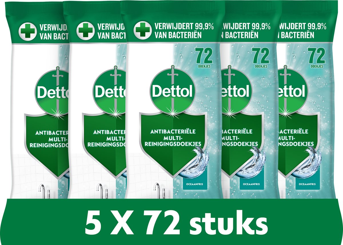 Lingettes océaniques Dettol 72 pièces - 5 pièces - pack économique