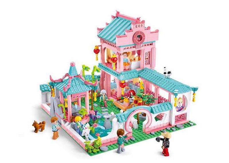 Sluban Girl's Dream Villa de style chinois 2 jouets de construction pour enfants à partir de 6 ans - modèle de jouet de construction - boîte de construction avec 959 blocs de construction - m38-b1116