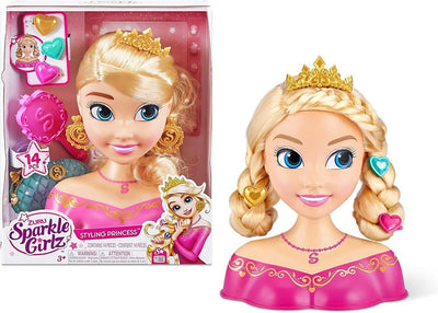Tête de capuche Zuru - tête de coiffure - poupée - super modèle - accessoires inclus - jouet de coiffeur - avec pinces à cheveux et bijoux - cheveux extra épais sparkle girlz - tête de coiffure