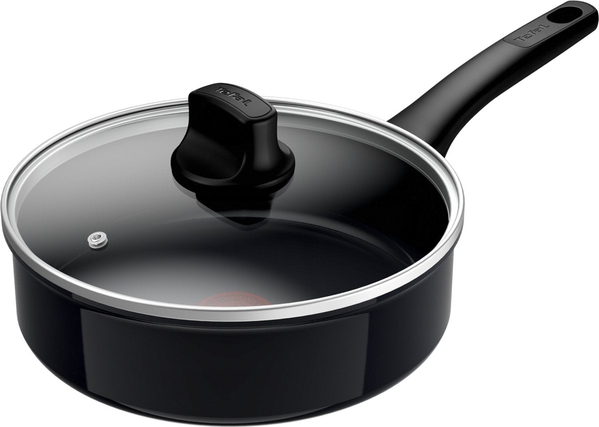 Tefal revive black - poêle à frire - ø24 cm - avec couvercle - céramique - sans pfas - convient pour induction