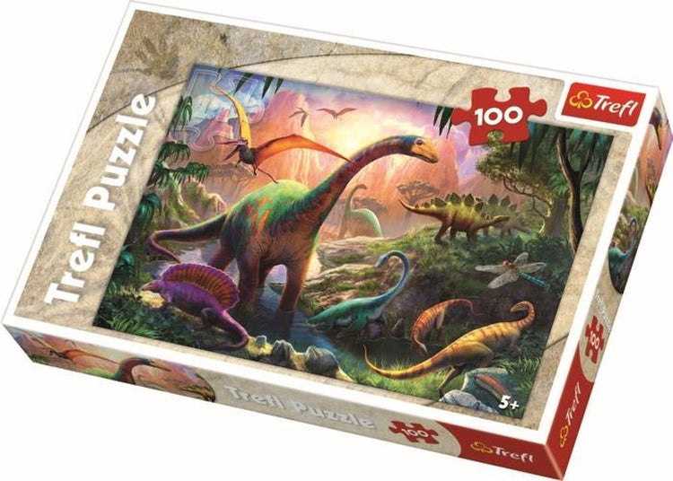 Puzzle Trefl 100 pièces - dinosaures - puzzle coloré pour enfants.