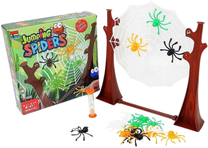 Eddy Toys Jeu d'araignées sauteuses 21 pièces - Jeu pour enfants à partir de 3 ans - Araignées sauteuses sur toile d'araignée - Jeu d'adresse avec sablier - Jeu de société pour 2-4 joueurs