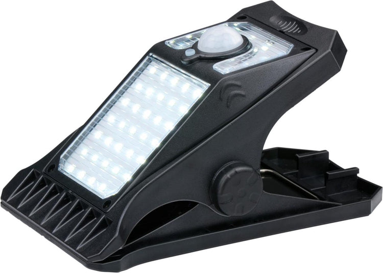 Pince d'éclairage solaire de jardin Grundig - Lampe solaire avec détecteur de mouvement - Spot de jardin avec lumière blanche froide - 3 modes d'éclairage différents - Éclairage extérieur LED Autonomie de la batterie 6-8 heures