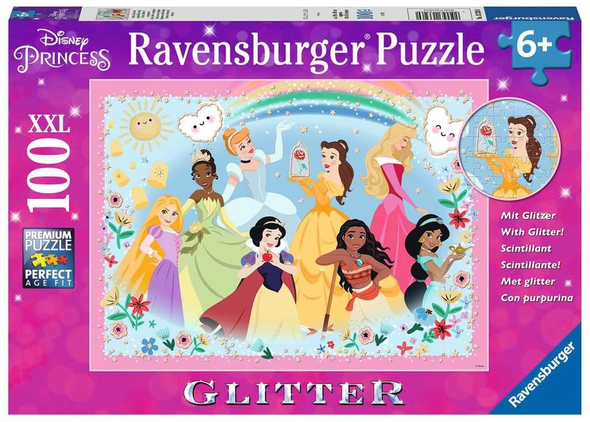 Ravensburger Princess Glitter Puzzle, 100e. Xxl
