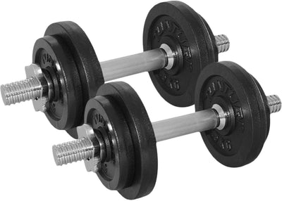 Haltères Tunturi en fonte total 20 kg - jeu d'haltères avec fermeture à vis - jeu d'haltères - 2 barres d'haltères - 30 mm - incl. application de remise en forme gratuite