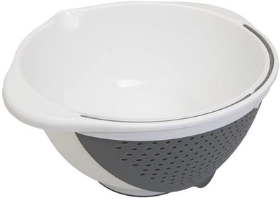 Passoire et bol Metaltex 2 en 1 - 25 cm - capacité 3,5 litres - blanc gris