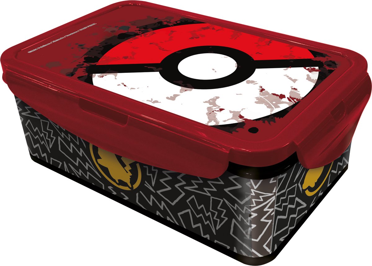 Boîte à lunch Stor Pokémon – 1070 ml – Boîte à lunch spacieuse pour jeunes adultes – Réutilisable – Sans BPA – Rouge transparent