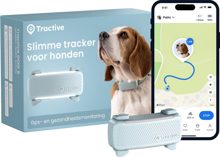 Tractive dog 6 – Traceur GPS pour chiens – localisation en temps réel, moniteur d'activité étanche – convient à la plupart des colliers – pièce de monnaie