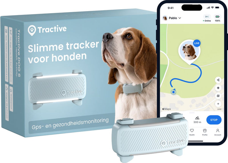 Tractive dog 6 – Traceur GPS pour chiens – localisation en temps réel, moniteur d'activité étanche – convient à la plupart des colliers – pièce de monnaie