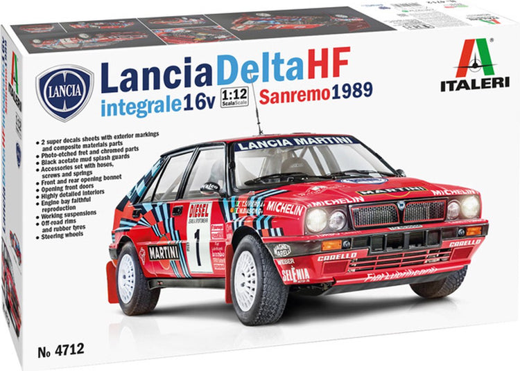 Kit modèle voiture Italeri - 4712 Lancia Delta Hf Integrale Sanremo 1989 voiture plastique - 1:12 - modélisme