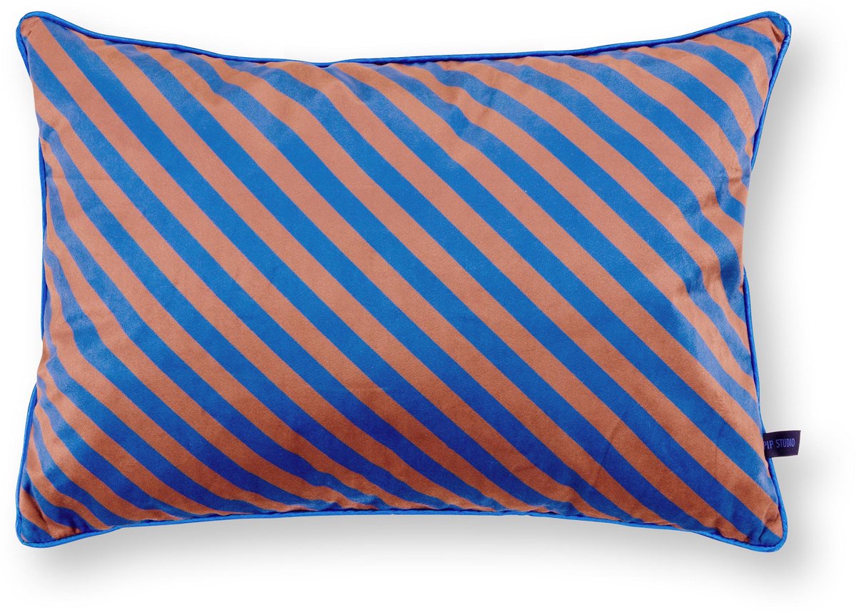 Pip studio coussin décoratif block stripes - coussin pour le salon - bleu - 35x50cm