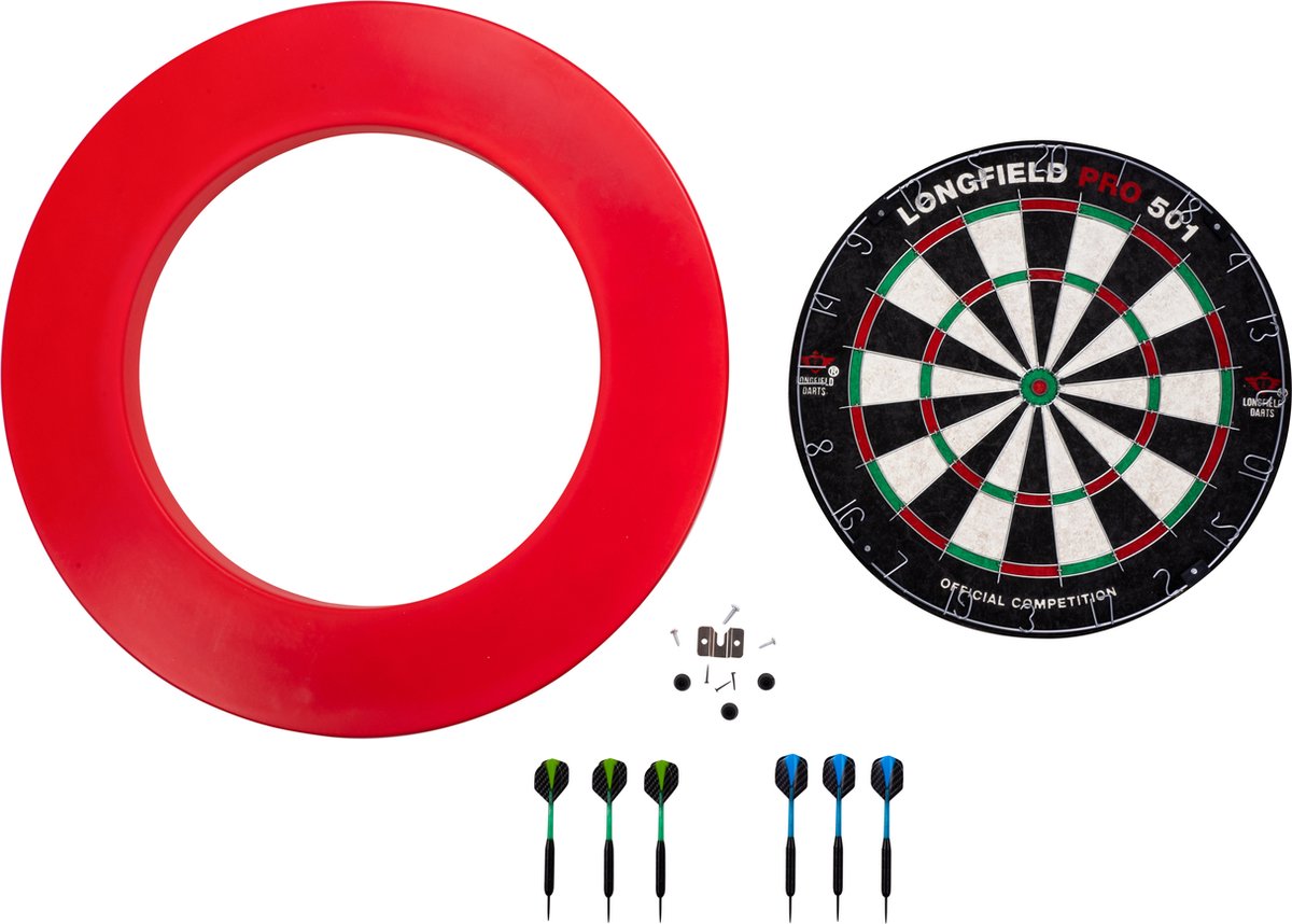Fléchettes Engelhart Longfield - jeu de fléchettes pro501 comprenant un contour rouge et 2 jeux de fléchettes.