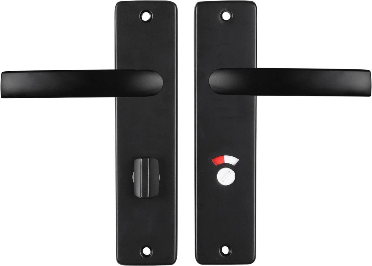 Poignée de porte Starx noire - ferrure de porte - bouclier de porte avec fermeture de toilettes (wc63 - 8) - bloc de poignée de porte