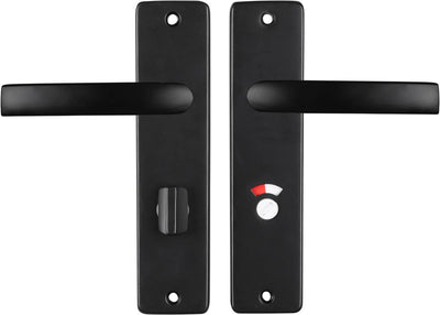 Poignée de porte Starx noire - ferrure de porte - bouclier de porte avec fermeture de toilettes (wc63 - 8) - bloc de poignée de porte