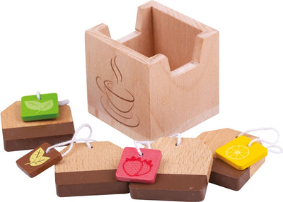 Sachets de thé en bois Bigjigs dans un plateau - 5 pcs.