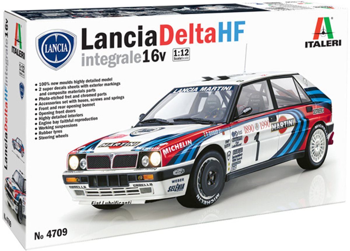 Italeri maquette voiture - 4709 lancia delta hf Integrale 16v voiture plastique - 1:12 - modélisme