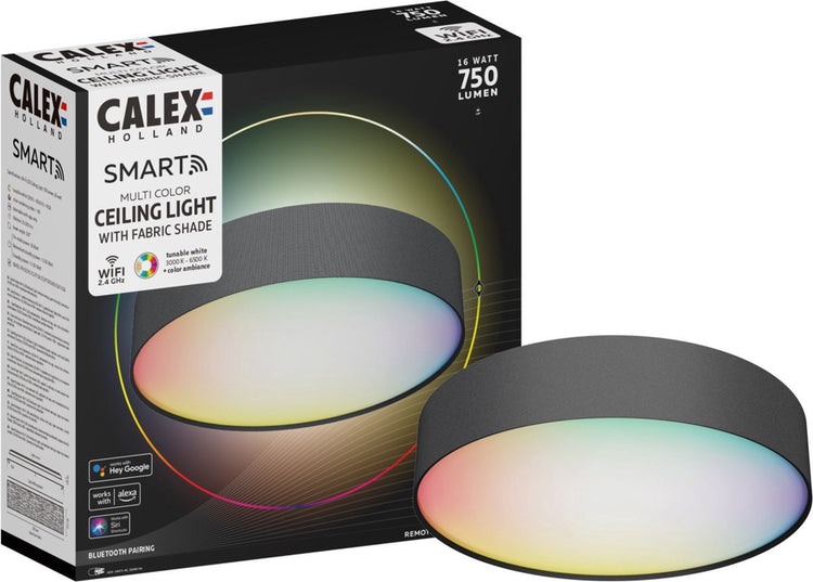 Plafonnier intelligent Calex - plafonnier intelligent 30cm - RVB et blanc chaud - noir
