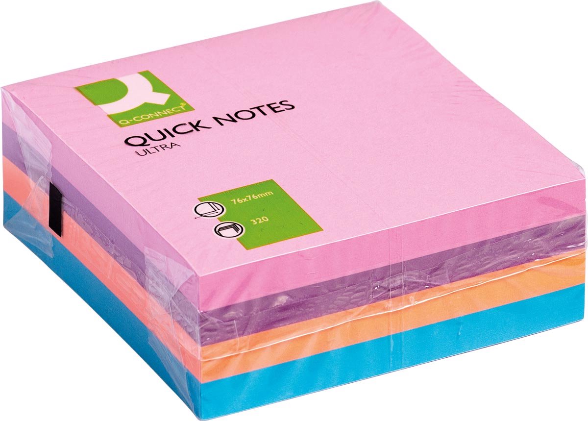 Notes rapides sur Q-connect | pi 76 x 76 mm | 320 feuilles | couleurs assorties