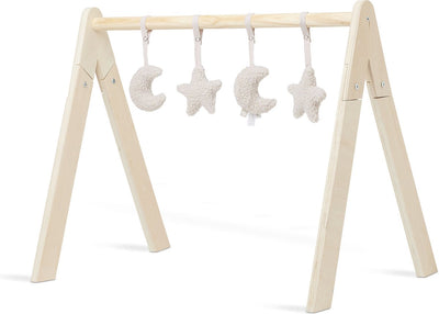 Jollein - jouets de gymnastique pour bébé - cintres pour jouets pour bébé - bois polyester - lune - nougat