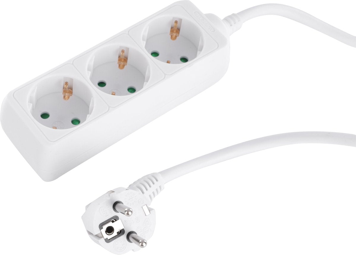 Prise Q-link - 3 voies - mise à la terre - 3 x 1,5 mmâ² - 1,5 m - blanc
