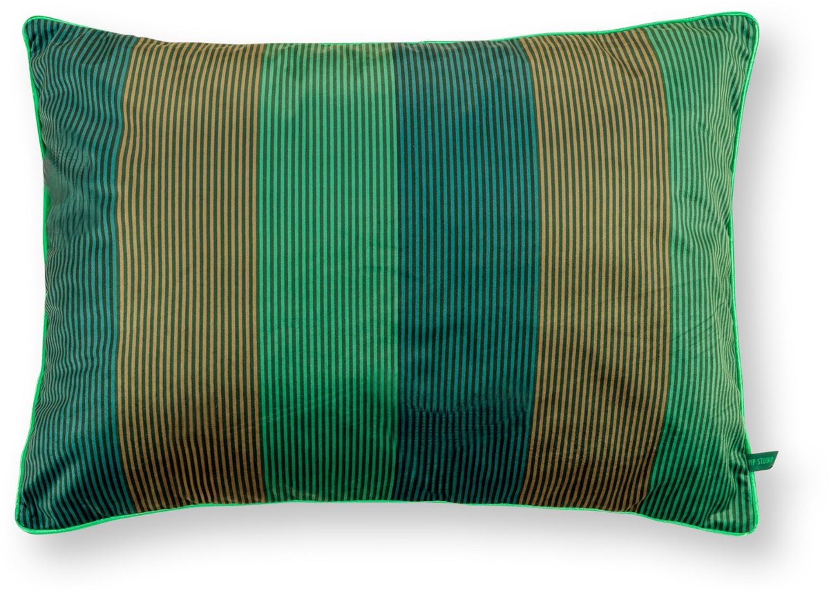 Pip studio coussin décoratif multi rayures - coussin pour le salon - vert - 50x70cm