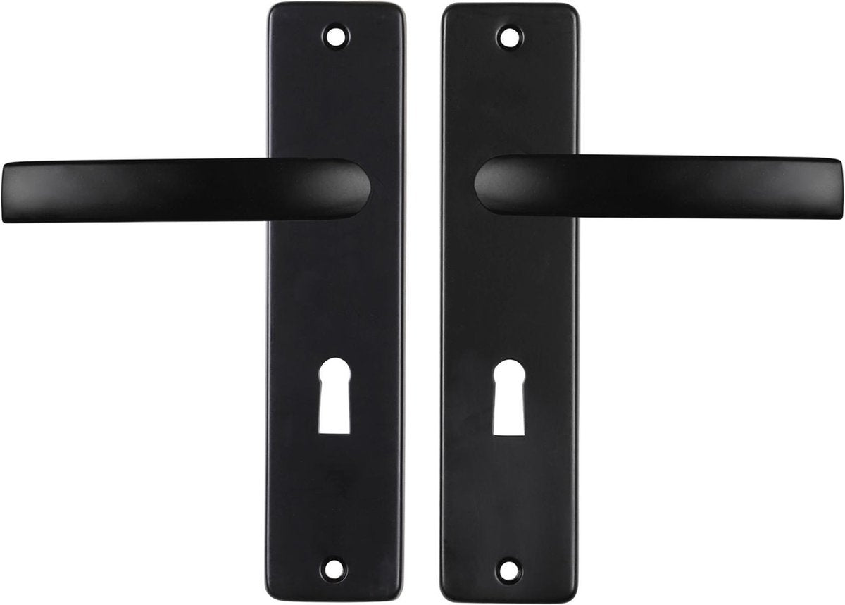 Poignée de porte Starx noire - ferrures de porte - bouclier de porte avec trou de serrure (SL56) - bloc de poignée de porte