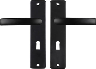 Poignée de porte Starx noire - ferrures de porte - bouclier de porte avec trou de serrure (SL56) - bloc de poignée de porte