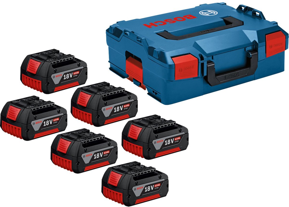 Jeu de batteries professionnelles Bosch 18v 4,0ah 6 pièces en l-boxx - 1600a02a2s