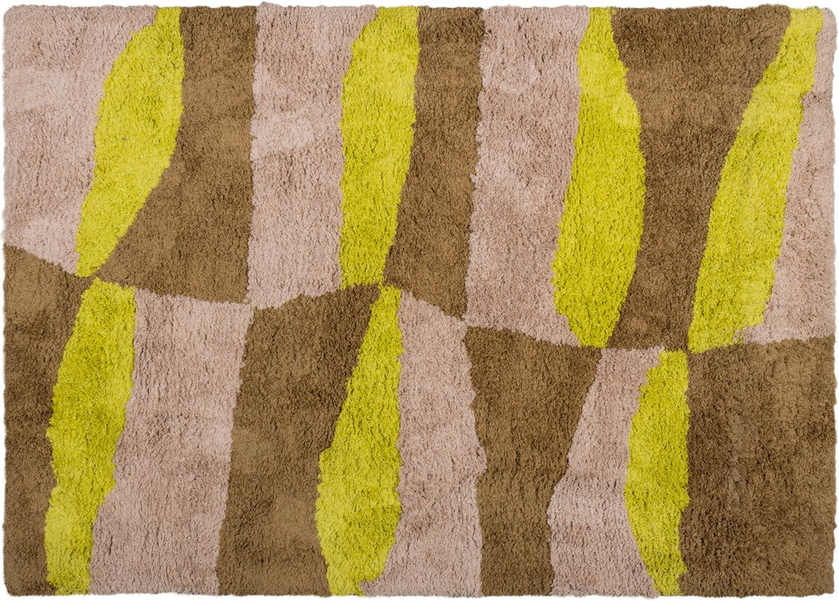 Tapis Woood design graphique musa - jaune naturel - 170x240 cm