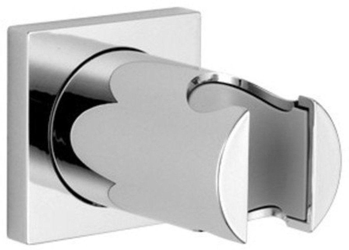 Support mural pour douche à effet pluie Grohe avec rosace carrée chromée