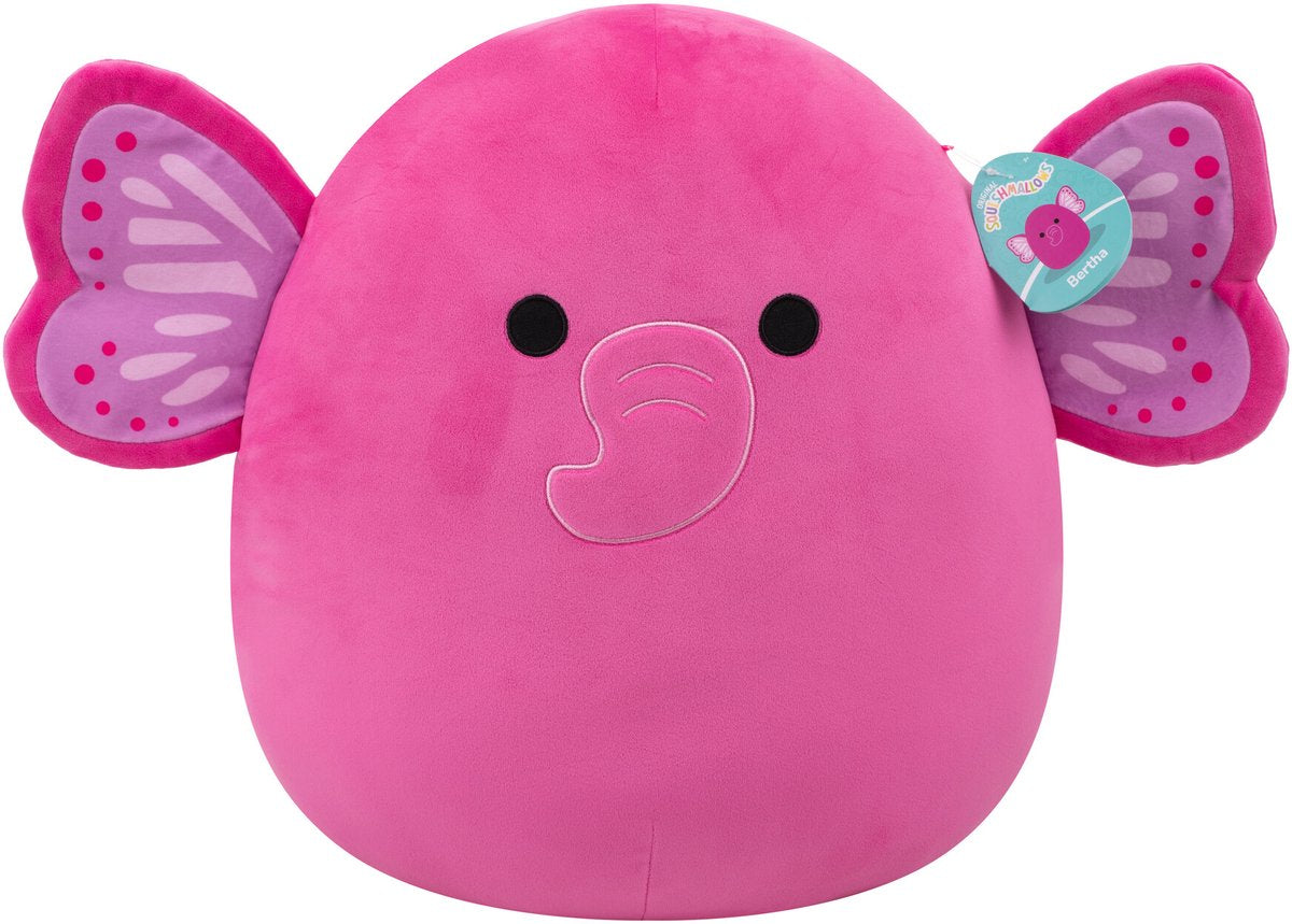 Peluche Jazwares Squishmallows - Evelyn l'éléphant papillon rose vif - 40 cm