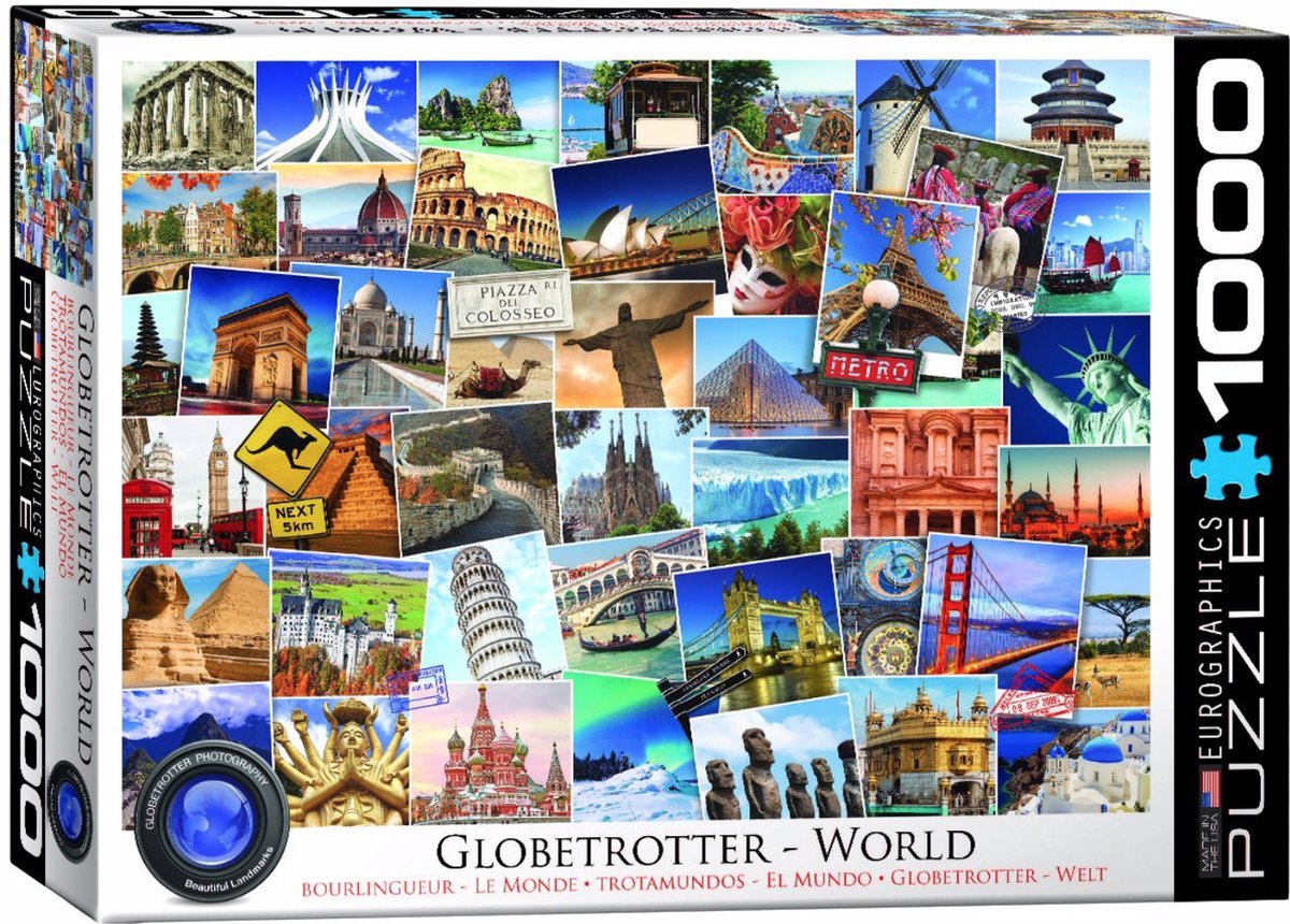 Eurographics - monde globe-trotter - 1000 pièces 68×48cm (l×h) - puzzle