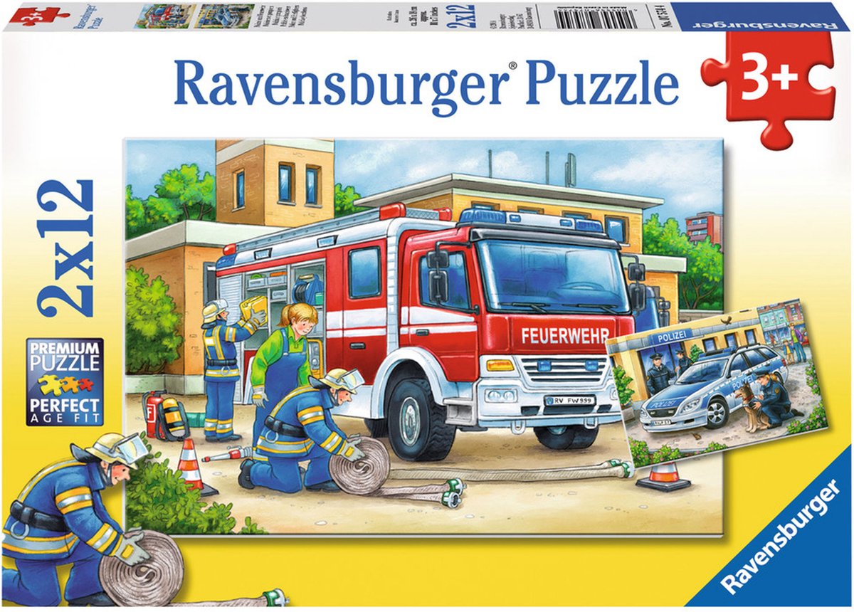 Ravensburger puzzle police et pompiers - 4x12 pièces - puzzle pour enfants