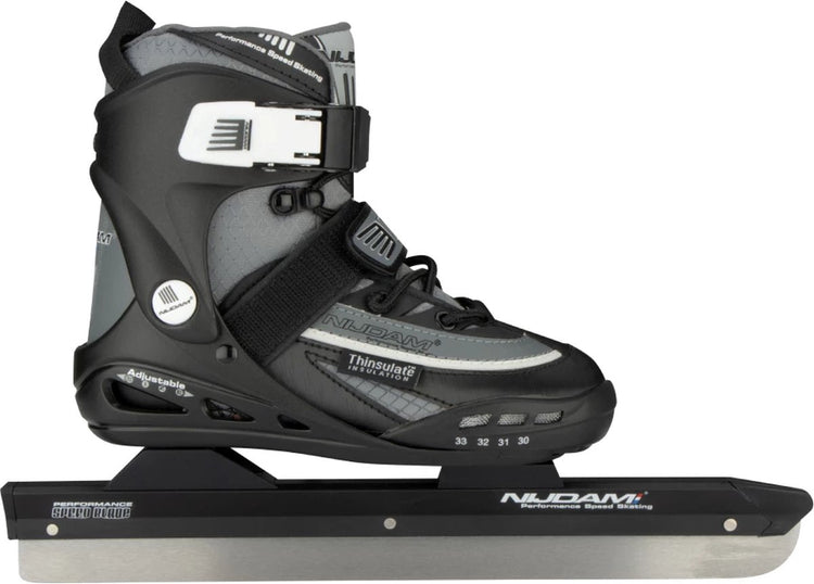 Nijdam patins enfant réglables - patins de vitesse - tube aluminium - gris noir - taille 34-37