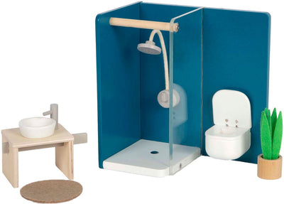 Salle de bains de mobilier de maison de poupée en bois à petit pied