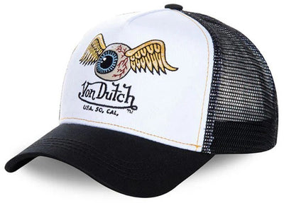 Von Dutch - casquette de camionneur snapback art whi | taille unique | réglable | fermeture à pression - noir et blanc