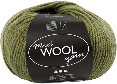 Fil de laine Creativ company, l: 125 m, vert olive, 100 g 1 pelote