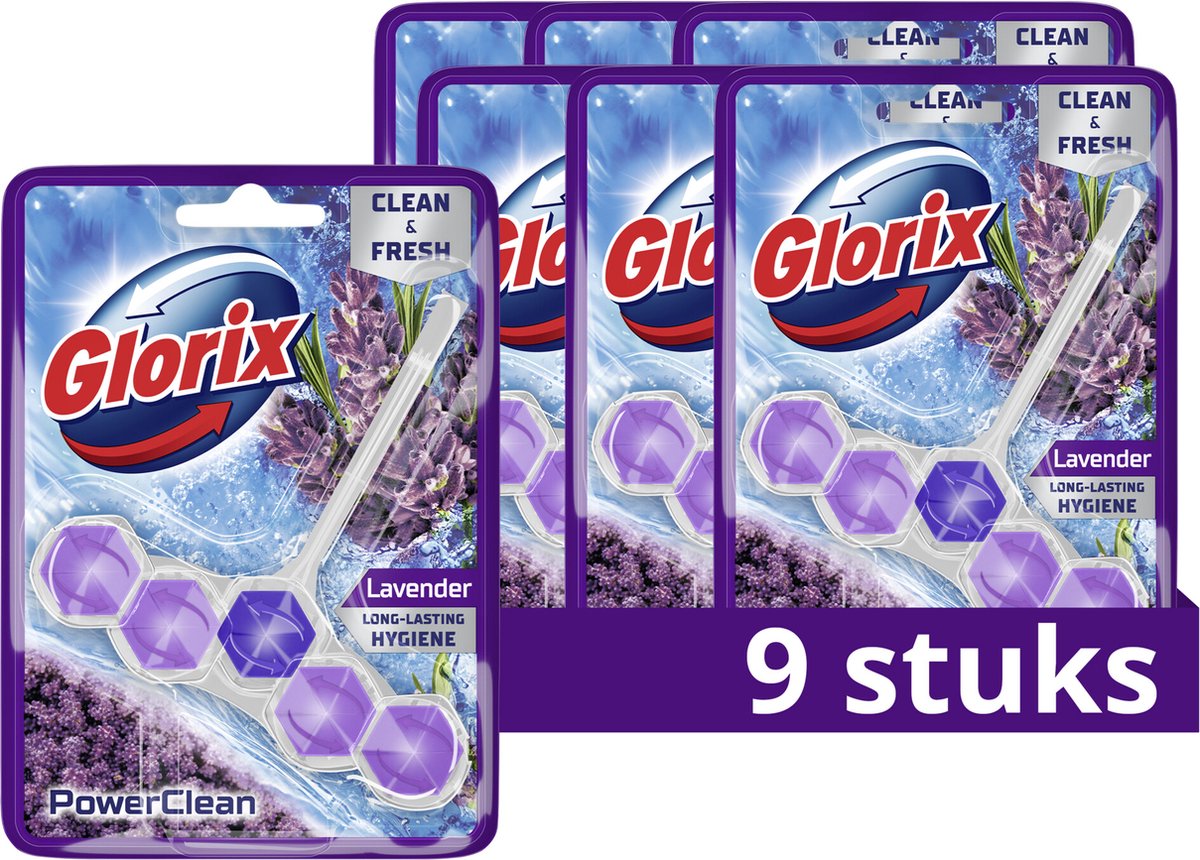 Glorix - blocs sanitaires - lavande - 9 pièces - pack économique