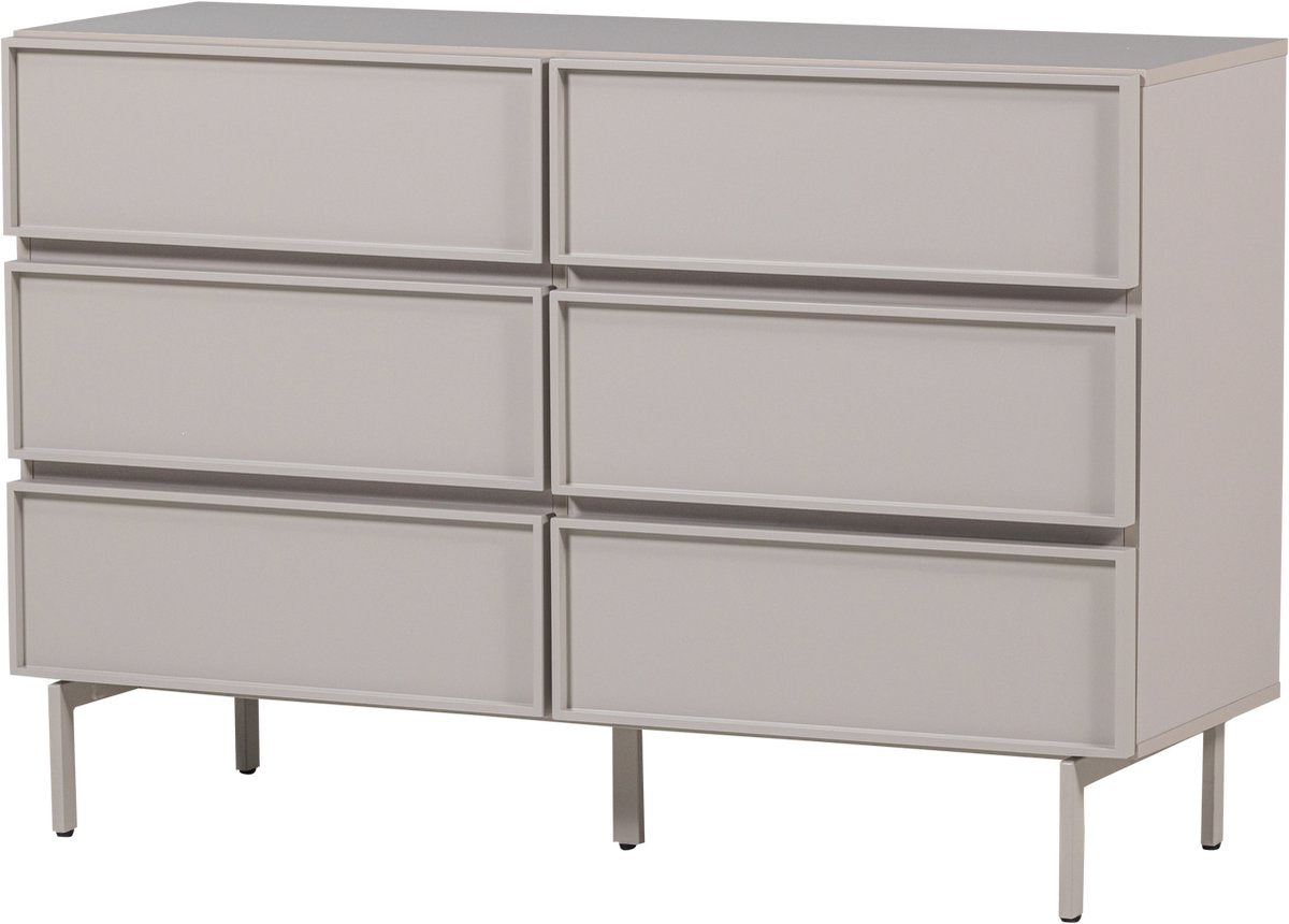 Commode Woood tours 6 tiroirs - mélamine mdf - sable - 80x120x42