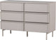 Commode Woood tours 6 tiroirs - mélamine mdf - sable - 80x120x42