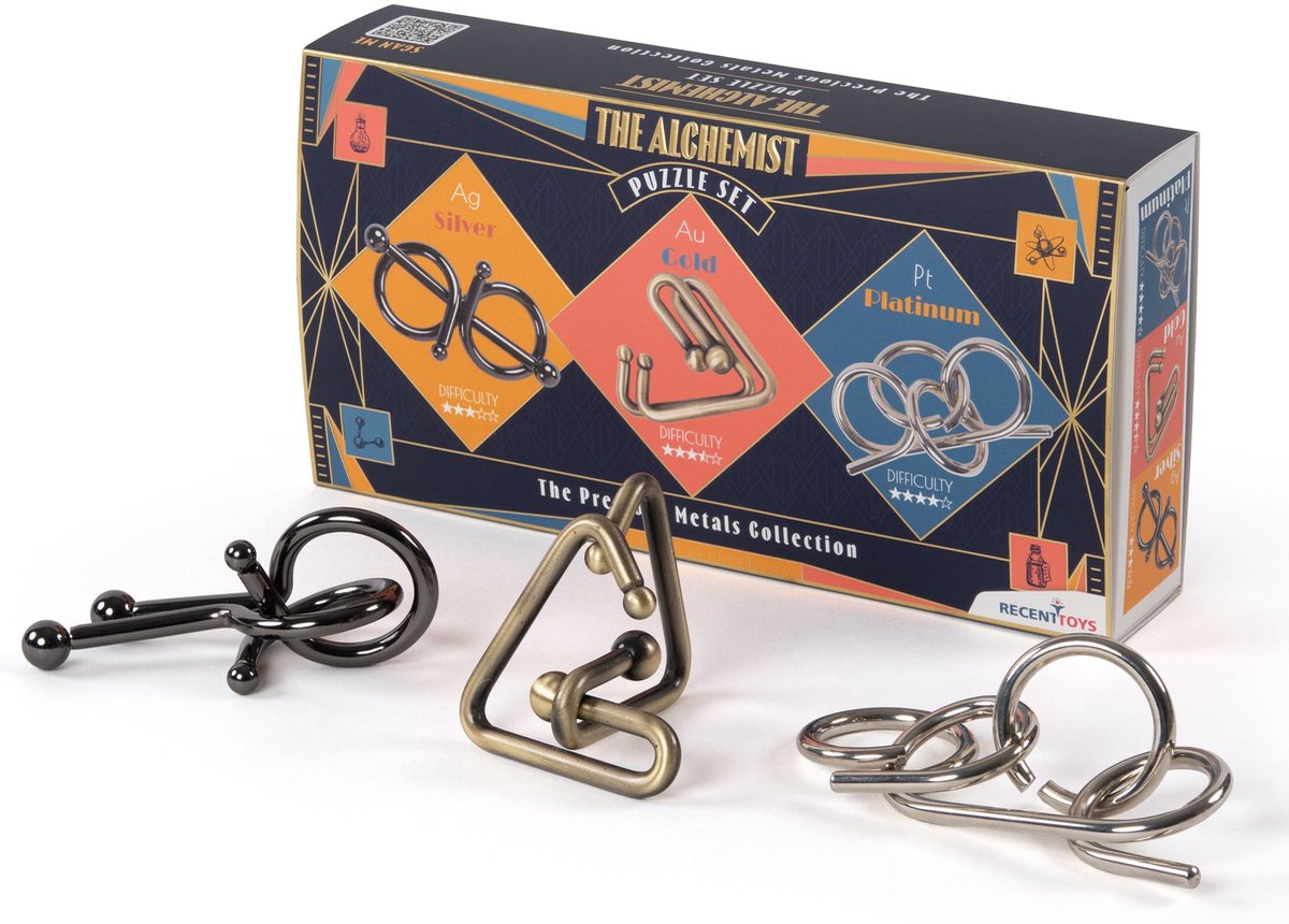 Ensemble de casse-tête de jouets récents - l'alchimiste, ensemble de 3 métaux.