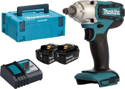 Makita dtw190rfj jeu de clés à chocs à batterie li-ion - 18v - 2x batterie 3,0ah - dans un étui de rangement mbox - 190nm - 1 2 - sans balais