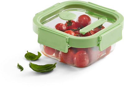 Lékué boîte de conservation alimentaire verre 520 ml - carrée - vert