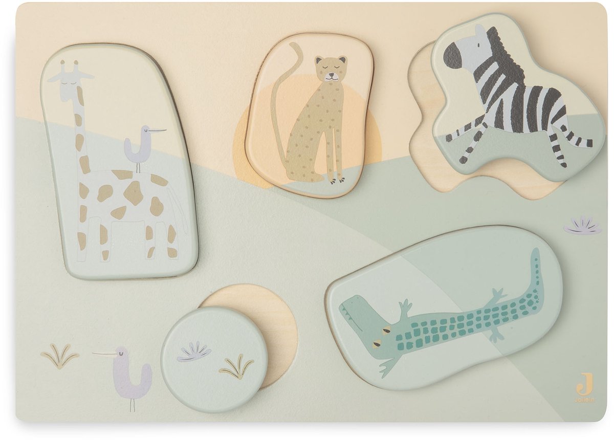 Jollein - puzzle en bois - jungle jambo - animaux de la jungle - jouets en bois - 100% fsc