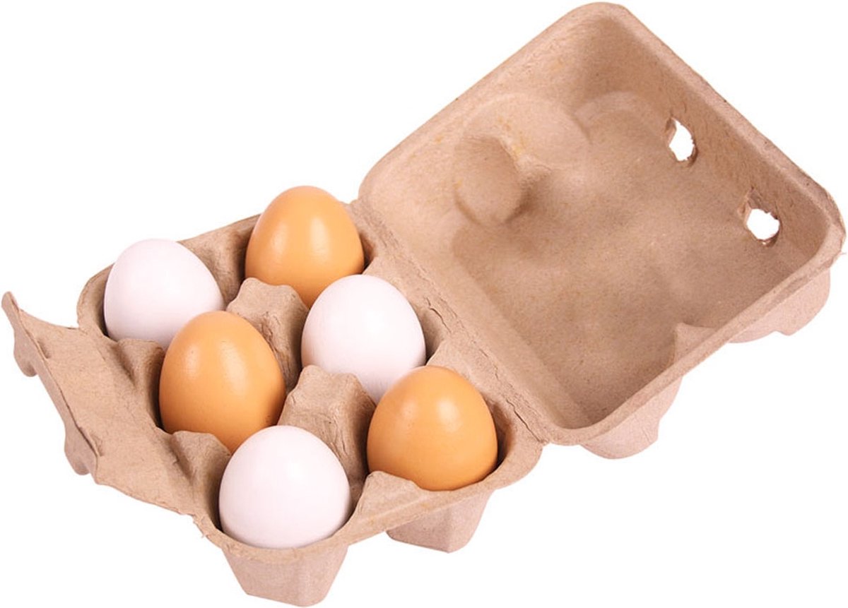 Bigjigs Boîte en carton avec des œufs en bois